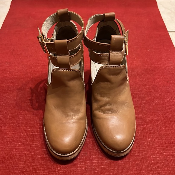 SEYCHELLES Double Ankle Strap High Heel Leather Booties 7.5 - Picture 5 of 7